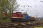 MTEG 202 703 + PRESS 204 011 mit Holzzug in Stade Richtung Hamburg am 25.04.2015