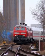 218 341-6 und 345-7 haben hier mit IC 2191 nach Frankfurt Einfahrt in den Bhf Husum.