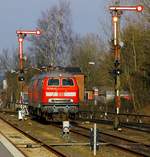 DB 218 345 und 340 auf Rangierfahrt im Bahnhof Niebüll.