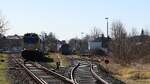 Gleisbauarbeiten in Süderbrarup, hier der Altschotterabtransport mit 263 004 und einigen Fcs Fccs und Faccs Wagen. Süderbrarup 01.04.2025