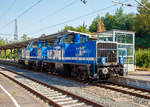   Im Doppelpack beim Manöver in Betzdorf (Sieg) am 25.07.2019, die V100-SP-028 (92 80 1214 018-4 D-SLG)  und die V100-SP-026 (92 80 1214 016-8 D-SLG) der SLG - Spitzke Logistik GmbH.