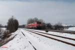 218 430-7 mit Wagenberfhrung Mhldorf - Chemnitz bei Schnfeld.