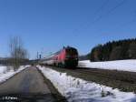 218 416-6 lsst Geldendorf mit dem EC193 nach Mnchen hintersich.