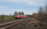 218 422 als RE2 4861 Hof - München bei Schönfeld kurz vor Wiesau.