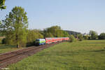 218 443-0 mit dem RE2 4857 Hof - München bei Rothenstadt bei Weiden.