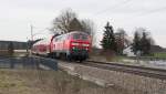 Die seit einiger Zeit wieder in frischem Glanz erstrahlende Mühldorfer 218 418-2 konnte mit einem Doppelstockzug von München nach Mühldorf am 05.03.16  verewigt  werden.