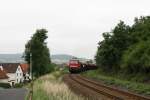 232 529-8 kmpfte sich mit ihrem Kalizug nach Gerstungen die Steigung zwischen Heringen/Werra und Widdershausen hinauf.