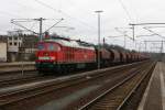 In Gerstungen steht 232 093-5 mit ihrem Kali-Leerzug nach Heringen/Werra am 05.03.12 abfahrbereit da.