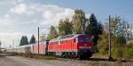 MEG 318 ist am 26.10.14 mit dem umgeleiteten EC 115 in Poing unterwegs.