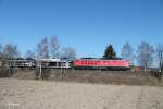 233 478-7 mit dem BLG-Autozug 47398 Cheb - Nürnberg bei Pechbrunn.