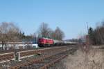 233 357-2 wartet in Pechbrunn mit dem Kesselzug Nrnberg - Hof auf die Weiterfahrt.