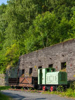 Ein DIEMA-Feldbahnlok vom Typ DS 40 mit zwei Loren bei der ehemaligen Verladeanlage des ehem. Basalt-Steinbruchs in Bad Marienberg, heute Basaltpark Bad Marienberg, hier am 13 Juli 2013. 

Die Feldbahnlok der Spurweite 785 mm wurde 1954 unter der Fabriknummer 1658 von DIEMA (Diepholzer Maschinenfabrik Fritz Schöttler GmbH) gebaut und an die Basalt AG, Linz/Rhein (Betrieb Mehrberg) geliefert. 1976 ging sie an die Basalt AG, Werkstatt Marienberg, wo sie 1985 im Basaltpark Bad Marienberg als Denkmal aufgestellt wurde. 

Die Spurweite 785 mm war mal ein in der Region verbreite Spurweite, so auch u.a. bei der Bröltalbahn später Rhein-Sieg-Eisenbahn mit einer Streckenlänge von ca. 88 km. Die Bröltalbahn war die erste Schmalspurbahn des öffentlichen Verkehrs in Deutschland diese Spurweite hatte. So erhielte wohl auch angrenzende Betrieb diese Spurweite.

Bereits 1933 werden die ersten Lokomotiven des Typs DS von DIEMA gebaut. Der Typ DS zeichnet sich aus durch ein staubdicht gekapseltes Kegelradachsgetriebe, welches über ein Kardangelenk mit dem Getriebe verbunden ist. Diese Bauart wurde 1934 patentiert.

TECHNISCHE DATEN:
Hersteller: Diepholzer Maschinen-Fabrik (DIEMA)
Fabriknummer: 1658
Baujahr: 1954
Spurweite: 785 mm
Motor: Zweizylinder-4-Takt Mercedes-Benz Dieselmotor vom Typ M202 A 
Leistung: 45 PS
Hubraum: 6.157 cm³ bzw. ca. 6,2 Litern (Bohrungen 140 mm x 210 mm Hub)
Getriebe: 3-Gang-Lamellenkupplungsgetriebe
Geschwindigkeit:  4 – 8 – 15 km/h
Länge: 3.860 mm
Breite:1.200 mm
Höhe: 2.110 mm
Achsstand:	12.00 mm
Raddurchmesser: 500 mm
Dienstgewicht: ca. 6,6 t

Der Basaltpark Bad Marienberg mitten im Vulkan:
Das Freilichtmuseum ermöglicht interessante Einblicke in die Vulkantätigkeit der Region vor etwa 25 Millionen Jahren. Der Park repräsentiert die Geschichte des Basaltabbaus, der in den vergangenen Jahrhunderten eine wichtige wirtschaftliche Rolle für die Bürger im Westerwald spielte.

Im Basaltpark werden die geologischen Vorgänge und früheren Abbaumethoden anschaulich dokumentiert.
 
Rund um den rekultivierten Steinbruch kann man die verschiedenen Arten und Kristallisationsformen des Basaltes noch gut erkennen. Charakteristisch: Fünf- oder sechseckige Säulen in verschiedenen Stärken und Höhen, die häufig in „Meilerstellung“ sichtbar sind. Der Rundweg mit Informationstafeln ist ganzjährig begehbar und der Eintritt ist frei!
