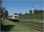 Der DB VT 612 107 auf seiner Fahrt nach Basel Bad Bf als Nachschuss bei der bei der Wallfahrtskirche Birnau.