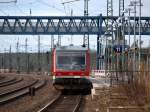 628 605 stand als Regionalbahn nach Bennemhlen abfahrbereit im Bahnhof von Buchholz.