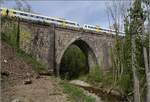 Eine Doppeltraktion 612 auf der Steinabrücke in Tiengen. April 2019. Die Brücke aus dem Jahr 1862 ist akut existenzgefährdet, weil sie ersetzt statt erneuert werden soll. Hier steht Bahn gegen Denkmalschutz, um den sich die deutschde Bahn meist herzlich wenig schert...