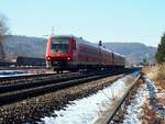 611 032 in Ulm S�flingen am 20.02.2015. Es ist die Schw�bische Albbahn KBS 759.