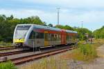   Der VT 123 der vectus Verkehrsgesellschaft mbH (ein Stadler GTW 2/6), ex HLB VT 123 (526 123), ist am 05.06.2014 beim Bahnhof Altenkirchen abgestellt.