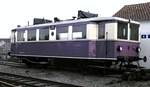 Dieseltriebwagen Regensburg Nr.718 in Rinteln bei der Dampfeisenbahn Weserbergland, Bahnstrecke Rinteln-Stadthagen, im Juli 1977.