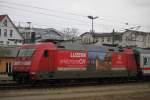 101 080-0 kam einen Tag frher als geplant nach Rostock Hbf laut Drehscheibe-Online sollte sie den IC 2307  (Hamburg-Koblenz)bespannen.27.03.2015