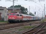Wenige Minuten alt ist die Aufnahme von 115 509 als Diese am 02.August 2010 mit dem EC Wien-Binz den Bahnhof Bergen/Rgen verlie.