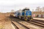 277 404-0 & 140 774-1 der evb logistik standen mit einem Schleifzug in Rathenow abgestellt.