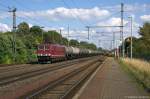 LEG 250 137-7 (155 137-3) Leipziger Eisenbahnverkehrsgesellschaft mbH mit einem Kesselzug  Dieselkraftstoff oder Gasöl oder Heizöl (leicht)  in Niederndodeleben und fuhr in Richtung