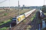 Am 27 Mai 2007 passiert Werbelok 101 141 mit deren IC nach Leipzig Halle Gbf; das Bild wurde vom die Berliner Brücke aufgenommen.