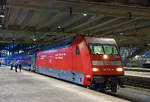   Die DB 101 108-9 steht am Abend des 21.05.2018 im Bahnhof Basel SBB, mit dem ÖBB Nightjet Zürich – Basel – Frankfurt am Main – Hamburg (als NJ 40470) bzw.