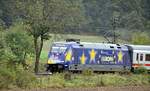 101 101-4 mit Werbung für Europa bei Amstetten mit IC m 25.09.2010.