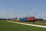 110 491 war am 24. Juli 2022 mit dem  Alpen-Sylt-Nachtexpress  bei bersee am Chiemsee in Richtung Salzburg unterwegs.