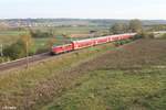 Nachschuss auf 111 224 die ihren RE nach München bei Fahlenbach.