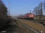 112 110 schiebt den RE 18168 nach Brandenburg HBF bei Briesen (Mark) 08.03.11