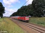 112 188-8 schiebt bei Jacobsdorf (Markt) den RE1 Brandenburg HBF