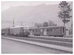 Als DB-Lokomotiven bei den SBB fuhren: Begegnung mit der Brünig-Bahn - die E40 244 rangiert in Interlaken Ost. 9.Juli 1964 