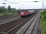 143 193-1 durchfhrt Eisenhttenstadt mit der RB11 Cottbus.