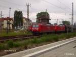 145 062-6 und 145 022-0 durchfahren Frankfurt/Oder mit ein Kohlependel nach Ziltendorf.