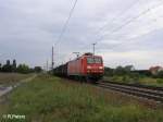 145 021-2 durchfhrt Jacobsdorf(mark) mit ein Coiltransportzug.