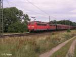 151 122-9 + 110 ziehen bei Jacobsdorf(Markt) ein Leerkohlezug.