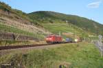 185 044-5 zieht bei der Blockstelle Bodenthal ein Containerzug.