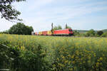 185 212-8 mit einem Containerzug bei Himmelstadt gen Norden.