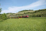 185 308-4 mit einem Containerzug bei Himmelstadt.