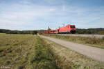 185 347-2 zieht den leeren Autotransportzug nach Heygeshalom per Pölling.
