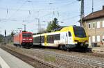 ET 5.05 GoAhead Bwegt 54 80 1429 540-6 D-GABW und Schublok 185 274-8 in Amstetten am 01.05.2024.