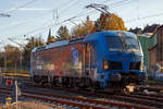 Die Siemens „Smartron“ 192 007-3 / E 192-SP-100 (91 80 6192 007-3 D-SGL) „Der Weg ist das Ziel“ der SPITZKE SE (Großbeeren), am 09.11.2021 beim Umsetzen