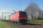 DBC 193 314 zieht ein Containerzug durch Hulten am 21 Februar 2021.