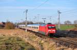 Die 101 047 rollt mit dem IC 2379 ihrem nchsten Halt Btzow entgegen.Geknispt kurz nach dem verlassen der Hansestadt Rostock wurde sie in Sildemow geknipst.