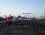 Am 27.02.2014 fuhr 101 081-8 mit Intercity in den Hauptbahnhof Halle Saale ein.
