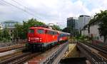 Die 110 491-8 von BTE zog am 28.07.17 den HKX 1802 nach Hamburg-Altona durch den Bf.