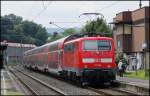 Die frisch lackierte/untersuchte 111 080 (13.06.12) mit dem RE 9 nach Aachen am 26.06.12 in Niederschelden