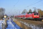 120 204 schiebt den RE 4307 nach Rostock.